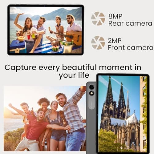 HUIHUANG 10.1 Inch Tablet, Android 15 Tablets 12GB(4+8) RAM / 64GB ROM / 1TB SD Card Expansion, 1280x800 IPS HD Touchscreen, 6000mAh Battery, Bluetooth 5.0, Dual Cameras, GMS, Dual Band WiFi, Black - Thumbnail 3