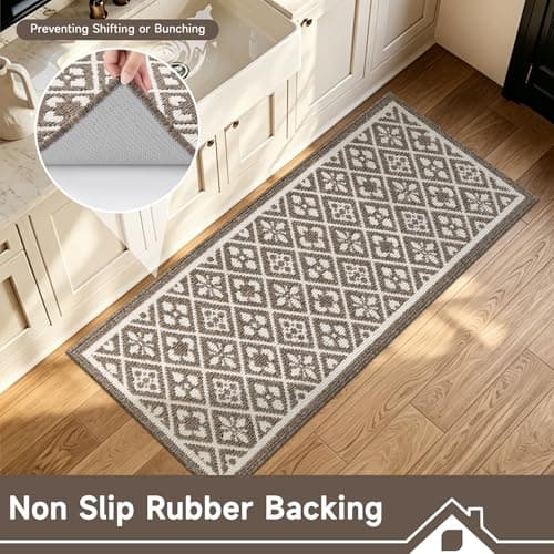 Ileading Laundry Room Runner Rug 2x6ft Non Slip Funny Kitchen Floor Mats with Rubber Backing Machine Washable Low Profile Indoor Decor Carpet for Doormat Hallway Entryway Petmat Garage Balcony(Brown) - Thumbnail 3