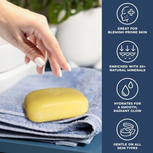 Natural Elephant Dead Sea Sulfur Soap 4.4 oz with Dead Sea Salt, Aloe Vera, Sulphur Face and Body Bar for All Skin Types (5 Pack (22 oz Total)) - Thumbnail 3