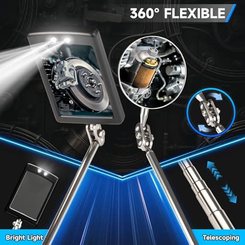 Dad Gifts, 5Pcs Telescoping Magnetic Pick Up Tool Set, with 1lb &15lb Pick-up Rod, 360° Square & Circle Swivel Adjustable Inspection Mirror and LED Flashlight, Birthday Gifts for Men, Dad - Thumbnail 4