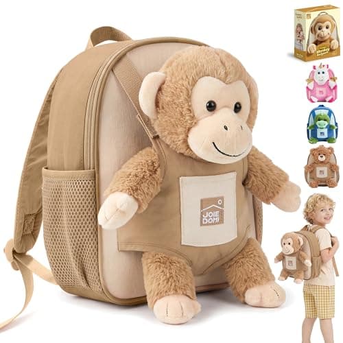 JOIEDOMI Toddler Backpack for Boys Girls 2-4, 11" H Kids Backpack with Detachable Monkey Toy for 2 Year Old Boy Birthday Gift, Lightweight Perfect for Daycare Preschool Travel - Image 1