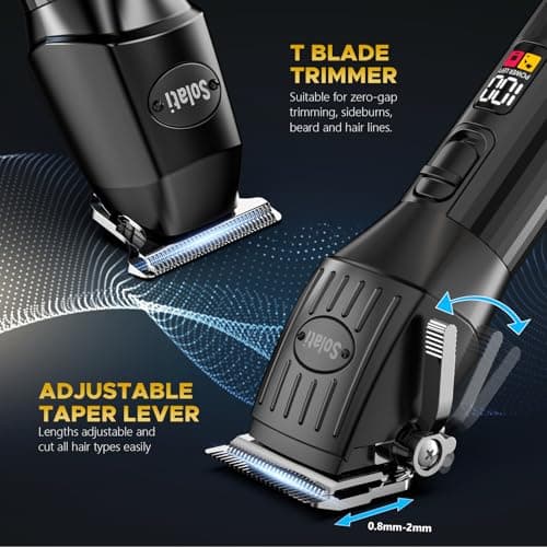 Cordless Hair Clippers for Men Beard Trimmers Kit with LED Display Rechargeable Haircut Grooming Shaver Gift for Men Women Barber Kids (Black) - Thumbnail 5