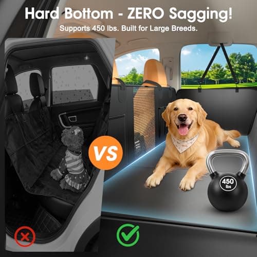 JKLESA Hard Bottom Dog Car Seat Cover for Back Seat, 52"x65" Waterproof PU Leather Hammock with Side Flaps, Non-Slip Heavy Duty Protector for SUVs & Mid-Size Trucks, Supports Up to 450 lbs – Burgundy - Thumbnail 2