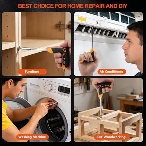 24-Piece T-Handle Magnetic Screwdriver Set, 14 CR-V Steel Bits & 9 Nut Drivers (5-13mm), Ergonomic Non-Slip Grip All-in-One Hand Tool for Household Repair, DIY & Bicycle Maintenance - Thumbnail 6