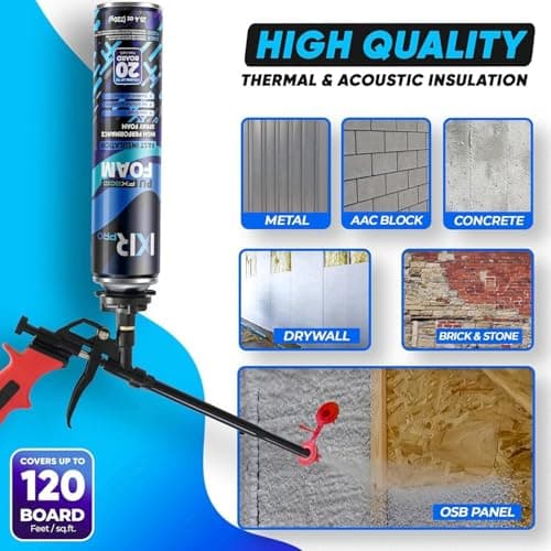 Spray Foam Insulation Can (24 x 26.46 oz. / 750 g) Expanding Sealant, Closed Cell Spray Foam Insulation, High Density, Walls Ceiling Windows Doors - Thumbnail 6