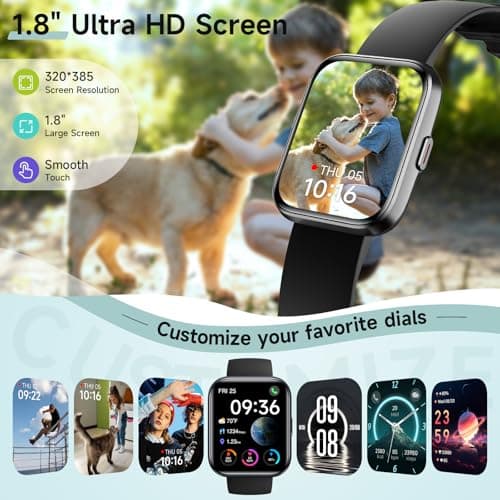 Smart Watch for Men Women, 1.8" Fitness Tracker for Android & iPhone, Answer/Make Calls, Alexa Built-in, Heart Rate/Sleep/SpO2 Monitor Smartwatch, IP68 Waterproof Watches 101+ Sport Modes, 2 Bands - Thumbnail 6