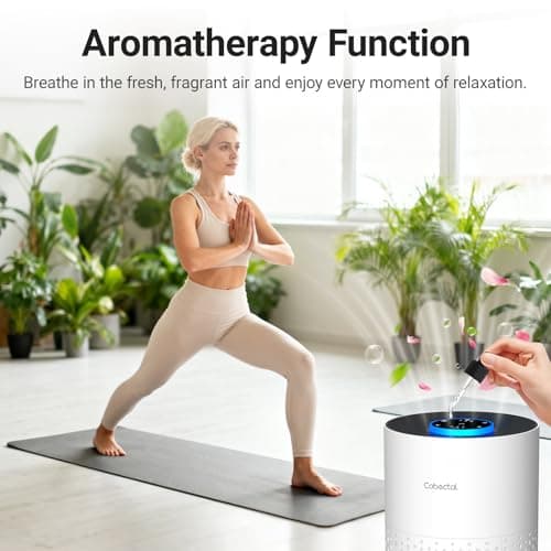 Air Purifiers for Bedroom Home, Cobectal Air Cleaner with H14 True HEPA 3-in-1 Filter for Room up to 1050 ft², Sleep Mode & Aroma Function, Portable Air Purifiers for Office, Dorm, RVs, White - Thumbnail 4