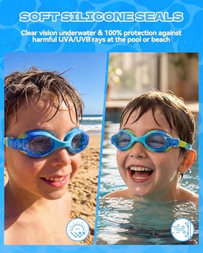 Aegend Swim Goggles for Kids Age 3-8 Anti-Fog Clear Vision Full Protection Goggles Perfect for Toddler Swimming (Green-1 Pack) - Thumbnail 3