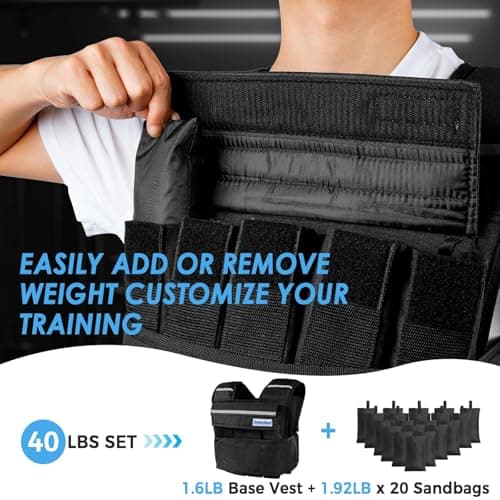 ExtreSpo Adjustable Weighted Vest for Men Women, 40lb Rucking Weight Vests Adjustable for Running, Training Workout, Jogging, Walking - Thumbnail 3