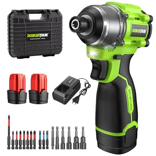 Robustrue 16.8V Max Brushless Impact Driver Kit, 1416 In-lbs Torque, 1/4" Hex Cordless Impact Drill with 2x 2000mAh Batteries, 4100 Max BPM, Power Tool Set for Home Improvement, DIY & Light Automotive - Image 1