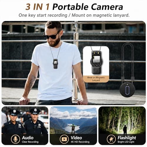 SixBondsCam 4K Body Camera with Audio and Video Recording, 128GB Wearable Mini Body Cam with Magnetic Clip, Hands-Free POV Camera for Work, Cycling, Travel, Driving & Daily Recording - Thumbnail 5
