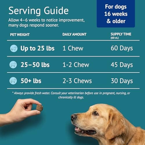 VetsLeaf Dog Multivitamin Chews - Glucosamine, Probiotics, Salmon Oil, Mushroom Blend & Ashwagandha - Daily Dog Vitamins for Immune, Joint, Skin, Gut and Energy Support - Made in USA - 60 Count - Thumbnail 6