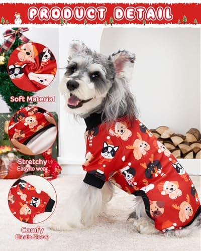 XPUDAC Christmas Matching Dog and Owner Pajamas Set Christmas Dog Pajamas Stretchy Puppy Clothes for Small Medium Dogs Girl Boy Pet Outfit Jumpsuits Pjs, XL - Thumbnail 3