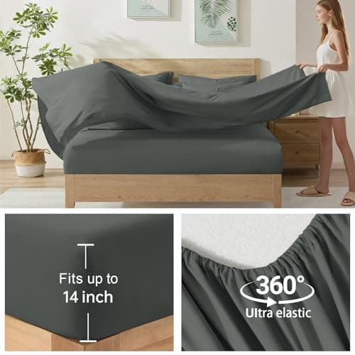 Homelike Moment Queen Comforter Set with Sheets, 7 Piece Grey Comforter Set Queen Size, Full Size Bed in a Bag Lightweight and Machine Washable - Thumbnail 4