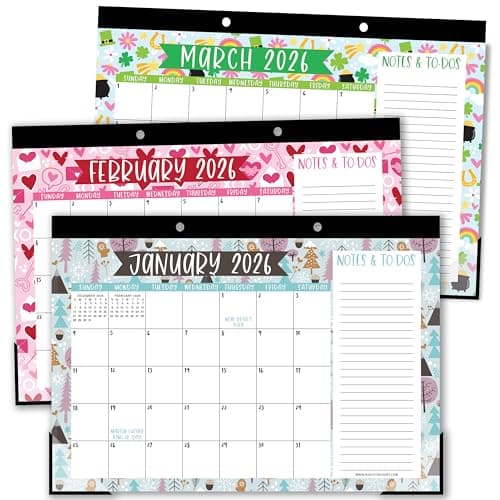 Hadley Designs Large Desk Calendar 2026-2027 - Desktop Calendar 2026, 18-Month Desk Calendars for Home, Office & Classroom, Cute Doodle Classroom Must Haves, Gifts for Coworkers, Teachers & Students