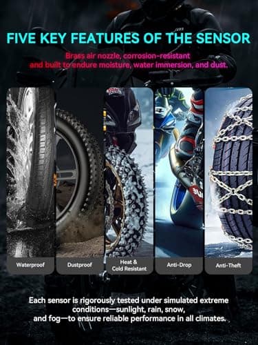 Hyphoon Motorcycle Tire Pressure Monitoring System, Bluetooth TPMS for Motorcycles – Real-Time Tire Pressure & Temperature Monitor with Dual External Valve-Stem Sensors, Waterproof Wireless TPMS - Thumbnail 5
