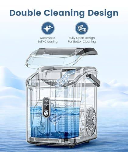 COWSAR Nugget Ice Makers Countertop, Pebble Ice Maker Machine with Soft Chewable Ice, 34Lbs/24H, Self-Cleaning, One-Click Operation, Pellet Ice Maker Countertop for Home/Kitchen/RV/Camping - Thumbnail 5