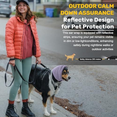Ear Cover Wraps for Dogs Bath Grooming Drying Swimming, Dog Ear Muffs Noise Protection Winter,Adjustable Dog Calming Hoodie for Hematoma Anxiety Firework Thunder Warm Sleeping Shower Cap (LP) - Thumbnail 6