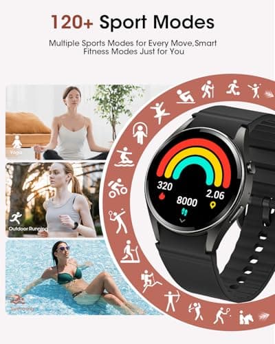 Smart Watch (Make/Answer Calls), 1.26" HD Smart Watches for Men/Women with Sleep/Heart Rate/SpO2 Monitor/120+ Sport Modes, Waterproof Fitness Tracker Watch, Smartwatch for iPhone/Samsung/Android, Gift - Thumbnail 3