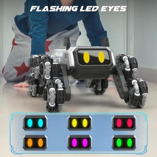 SIMREX Robot Dog RC Stunt Car Toys - Gesture Sensing Remote Control car with Mecanum Wheels, LED Eyes, 3 Sound Effects, Birthday Gift for Kids Boys Girls - Thumbnail 5
