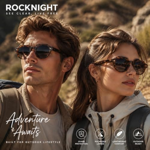 ROCKNIGHT HD Driving Polarized Sunglasses for Mens Retro Round Sunglasses Tortoise Acetate Frame Lightweight Fashion Grey Gradient Sunglasses - Thumbnail 2