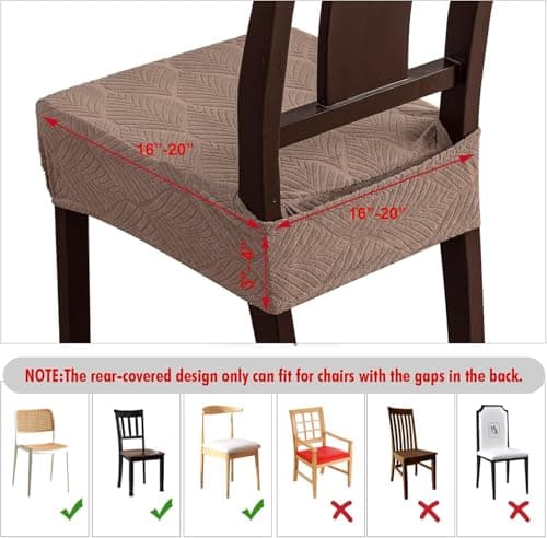 YUEANG Removable Washable Dining Chair Seat Covers Set of 2,Stretch Jacquard Chair Seat Cushion Protector Slipcovers, Rear Covers - Thumbnail 6