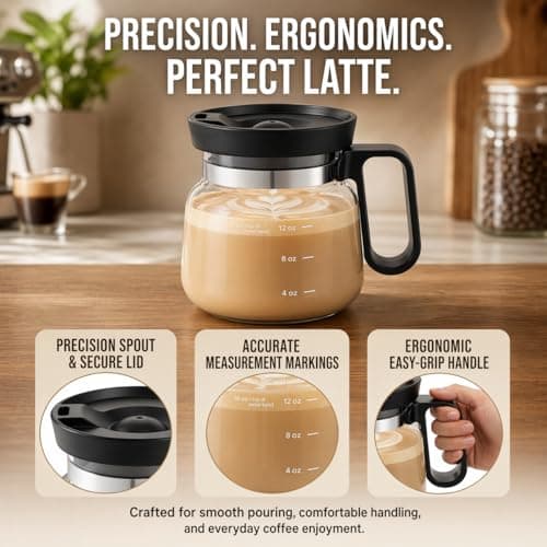 Coffee Pot Mug with Lid,16 Oz Glass Mini Coffee Cup | Spill Proof Heatproof Large Capacity Clear Travel Mug & Novelty Gift for Coffee Lovers & Office Desk (Coffee Pot-1 PCS) - Thumbnail 3