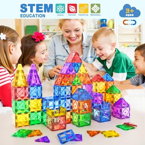 Soyee 102PCS Magnetic Tiles Building Blocks Stem Toys for 3+ Year Old Boys Girls Montessori Toys Toddler Kids Gifts Parents Approved Sensory Toys - Thumbnail 6