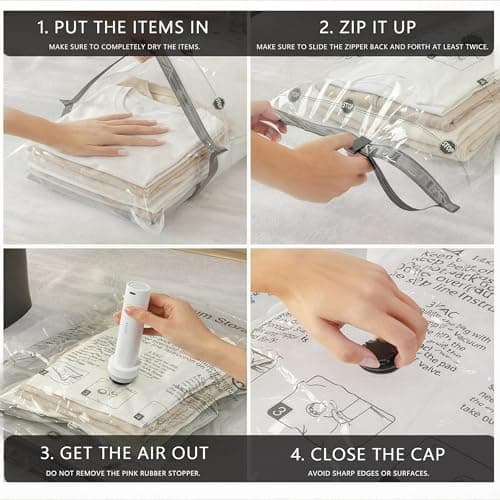 Yobobo Vacuum Seal Bags for Clothing: 80% Compression with Rechargeable Pump - Holds 6 Summer Clothes per Bag - 9 Pack Vacuum Seal Bags for Travel - 7-Day Business Family Trips - Thumbnail 5