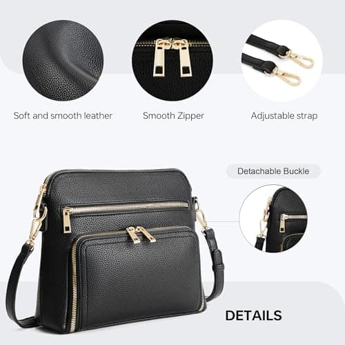 Goinsound RFID Crossbody Bag for Women Crossbody Purses for Women with Built in Wallets Black - Thumbnail 6