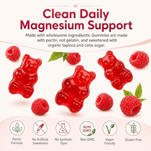 Triple Magnesium Complex Gummies for Adults, Magnesium Glycinate, Citrate, Malate with Potassium, Calcium, Vitamin B6 for Calm, Sleep & Muscle - Vegan, Raspberry, 120 Count - Thumbnail 4