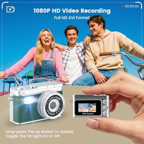 Mini Keychain Camera, 1080P Portable Keychain Digital Camera with 0.96" Screen, Tiny Retro Wearable Camera, Video Recorder for Travel, Small Vintage Pocket Camcorder with Flash, 32G SD Card, Type-C - Thumbnail 4