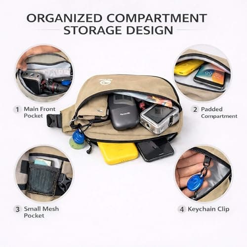 XENLYN GEAR Waist Pack for Men & Women, Premium Water-Resistant Textured Fabric Fanny Pack, Lightweight Crossbody Belt Bag with Hidden Pocket, Stylish Everyday Travel Hiking Running - Thumbnail 5