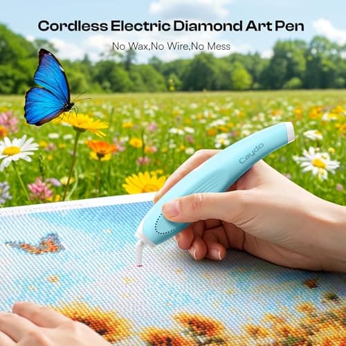 Caydo Cordless Electric Diamond Painting Pen, E-Painter for Diamond Painting - Diamond Art Pen with Vacuum Technology, Ergonomic Design & Storage Tray – No Wax, Patented (Blue) - Thumbnail 2