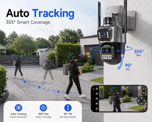 5G Security Camera Outdoor, 6MP Dual Lens 6X PTZ Outside Cameras for Home Security, IP66 Waterproof Wired,2-Way Audio,Motion Tracking,Pan/Tilt,Color Night Vision, Light Alarm, 24/7 SD Recording/Cloud - Thumbnail 4