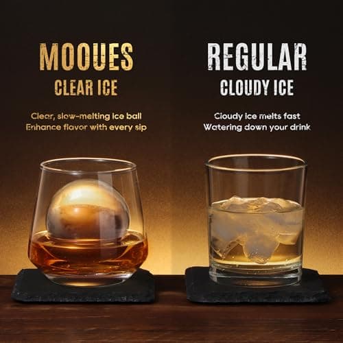 Mooues Clear Ice Ball Maker Mold, Whiskey Ice Cube Tray, 2.4 Inch Large Round Ice Molds for Cocktails Whisky Bourbon Liquor, Best Dad Ever Gifts for New Dad Husband Men who Have Everything - Thumbnail 4