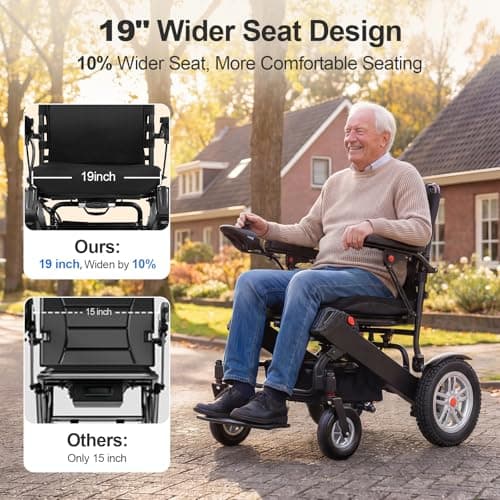 Tivaro 40 Miles Longest Range Electric Wheelchair for Adults, Foldable Motorized Wheelchair with 2 Removable Batteries, Power Wheelchairs for Seniors, Black - Thumbnail 3