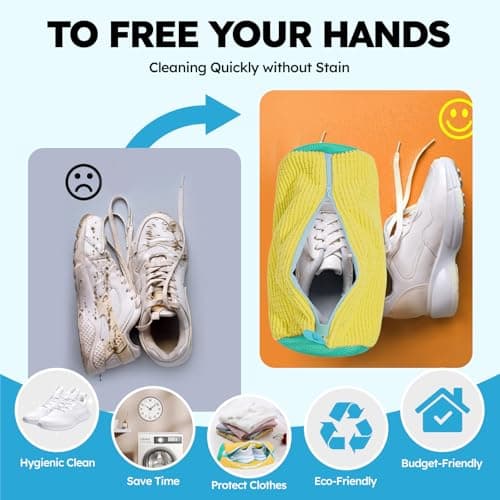 Shoe Washing Machine Bag: Laundry Shoe Bag Keeps Clean - Reusable Shoe Washing Bag for Sneaker Tennis Shoes Unstain Cleaner Kit(Yellow 2 Pcs) - Thumbnail 4