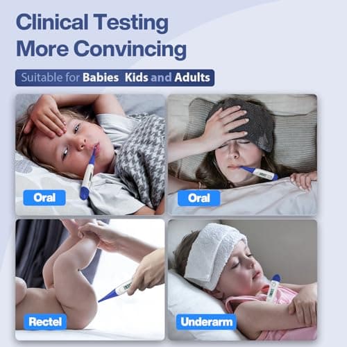 Boncare 10 Seconds Digital Thermometer for Adults and Kids - Accurate & Safe Rectal Thermometer for Baby with Fever Alarm, Oral Thermometer (Dark Blue) - Thumbnail 4