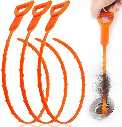 HFLYJPYW 3 Pack 25 Inch Hair Snake Hair Drain Clog Remover Cleaning Tool Drain Opener sink snake Drain Auger Hair Remover Tool For Sewer, Toilet, Shower Kitchen Sink, Bathroom Tub - Image 1