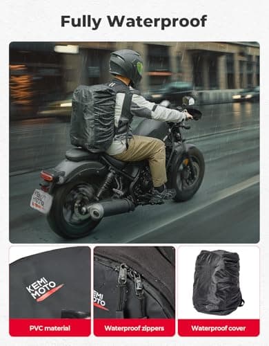KEMIMOTO Motorcycle Helmet Backpack, 35L Storage Bag with Expandable Hidden Net for Full Face Helmet, Riding & Daily Commute Gift for Men - Thumbnail 5