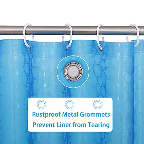 Bostofy Waterproof Shower Curtain Liner EVA Thick Shower Curtain with Heavy Duty 3 Bottom Magnets, Shower Liner for Shower Stall, Bathtubs, 3D Pebble Pattern, 72 x 72,12 Hooks - Thumbnail 5