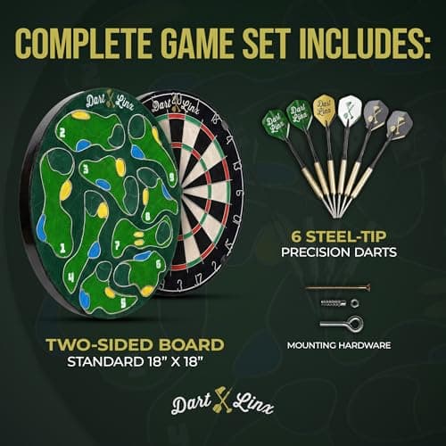 Dart Linx Ultimate Dart Board & Golf Game for Home - Perfect Family & Kids Activities, Game Room Decor, Gifts for Boys, Golf Darts Compressed Sisal Board - Thumbnail 3