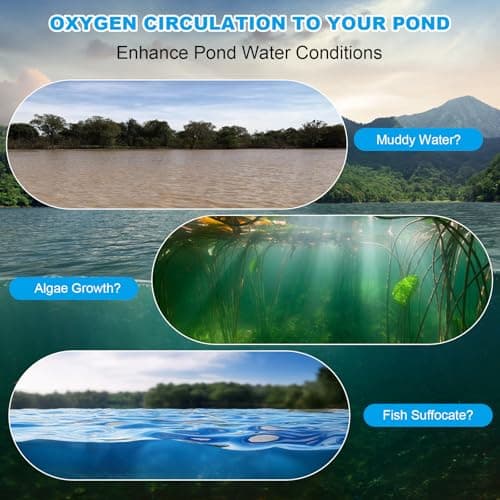 Pond Aerator, Ponds & Lake Aeration System, 5.76CFM for Up to 3 Acre, Includes 3/4 HP Compressor, 100' Weighted Tubing, 2 Diffusers for Outdoor Large Pond & Lake Aerator Pumps Water Oxygen Circulation - Thumbnail 3
