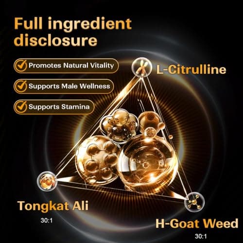 BioHarmony Hornygoatweed for Men, Tongkat Ali & L-Citrulline Supplement– 3-in-1 – Supports Male Vitality, Stamina,Energy & Endurance – 60 Capsules - Thumbnail 3