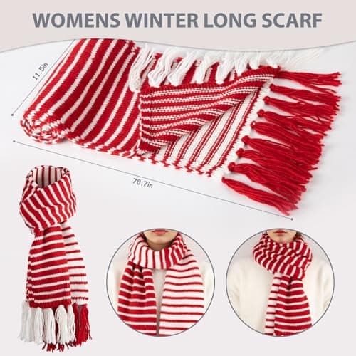 Bodvera Winter Beanie Hat Scarf Gloves Set for Women Warm Fleece Knit Pompom Hat Long Scarf Touchscreen Gloves Winter Sets - Thumbnail 4