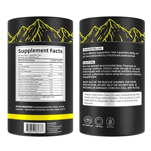 Herbal Bee Shilajit Gummies: Pure Himalayan Shilajit with Ashwagandha & Fulvic Acid, 85+ Micronutrients Trace Minerals - No Added Sugar, 100% Natural & Organic, Non-GMO for Men & Women | 60 Gummies - Thumbnail 2