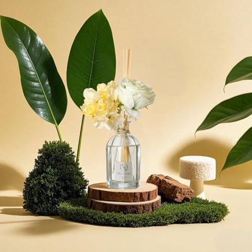 Reed Diffuser Set, Pretty Valley Home Dried Flowers Diffuser 120Ml / 4.05 fl OZ Gift Box - Includes Sticks, Long Lasting Fragrance Oil and Glass Bottle for Office Living Room Decor (Fleur d Jardin) - Thumbnail 5
