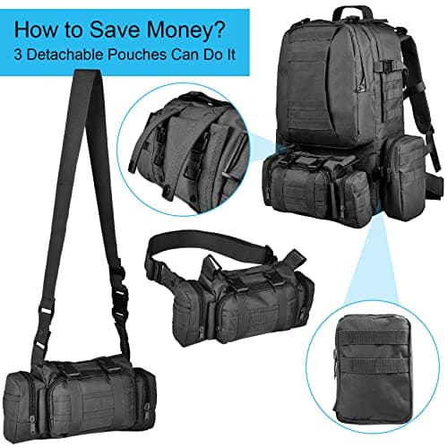 CVLIFE Tactical Backpack Military Army Rucksack 60L Large Assault Pack Detachable Molle Bag - Thumbnail 3