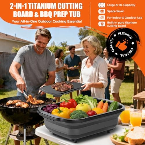 Collapsible BBQ Prep Tubs with Titanium Cutting Board, Large-Capacity（5.3Gal/20L）Barbecue Utensils, with Locking Lid, Strong Sealing and Leak-Proof Design. Suitable for Kitchen and Outdoor. - Thumbnail 2